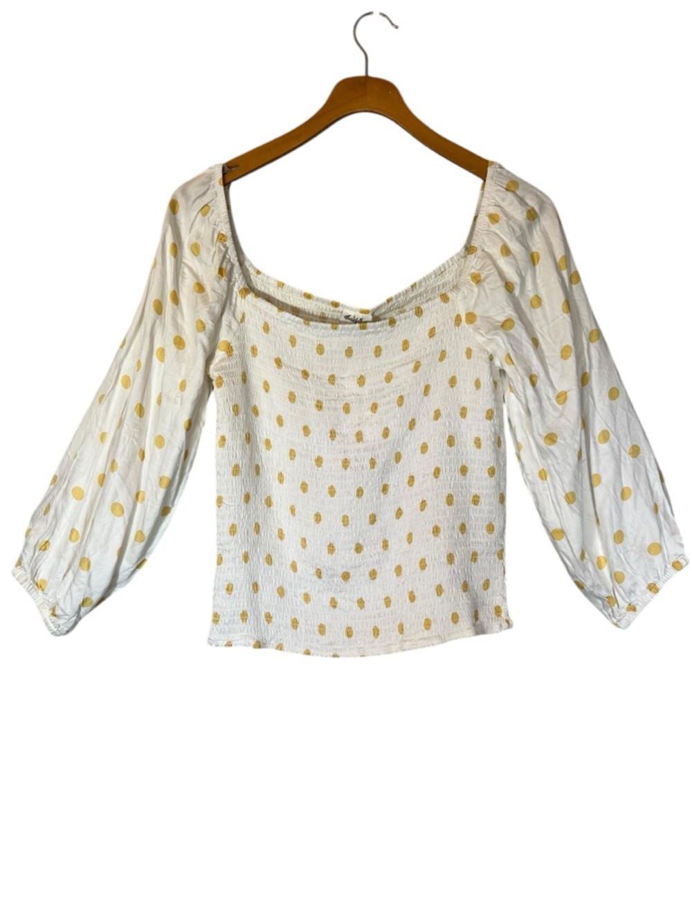Buckle Others Follow Women's Polka Dot Smocked Alpha Peasant Top Spring Country